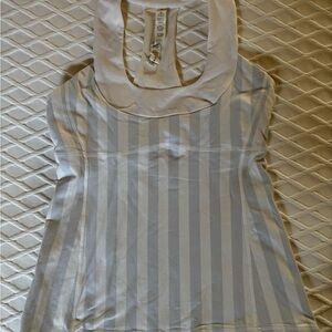 Lululemon Athletica Gray and White Bib Collar Tank Top